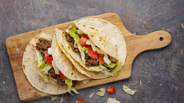 Street-style tacos with shredded chicken and lime