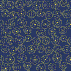 背景パターン：レモン_輪切り_青色