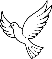 Obraz premium A white dove, a bird symbolizing peace, takes flight as a vector illustration with outstretched wings