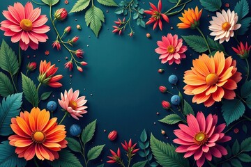 Fototapeta premium Nature-inspired floral motif forming a continuous design , pattern, eco, pastel