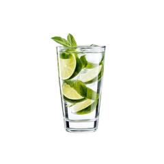 Refreshing Lime and Mint Drink in Tall Glass