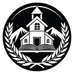 vector illustration of a house with a cross