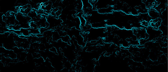 Abstract digital texture with electric teal fractal-like lines flowing over a deep black background. lightning or energy veins, glowing with a neon luminescence. 
