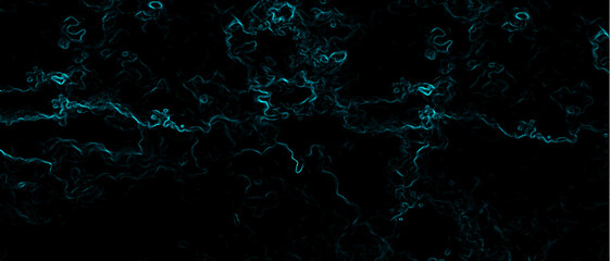 Abstract digital texture with electric teal fractal-like lines flowing over a deep black background. lightning or energy veins, glowing with a neon luminescence. 