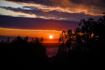 Fiery orange sunset sunrise sky