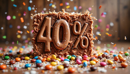 Birthday Milk Chocolate 40% Alpine pi&ntilde;ata exploding with candy, celebration mood