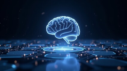 Digital brain visualization with glowing neural paths — ideal for health dashboards, biotech apps, and AI research tools