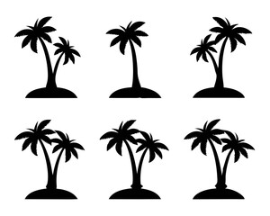 Fototapeta premium Palm Tree Island Silhouettes Collection