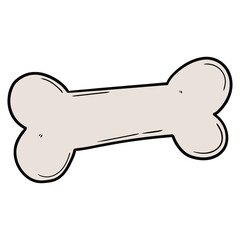 Hand drawn cartoon bone on white background.