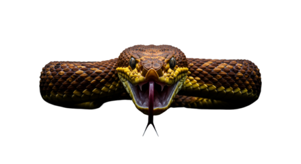 Snake open mouth tongue out on Transparent Background