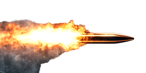 Fiery Bullet Flying in High-Speed Explosion with Smoke Effect