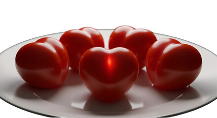 Heart Shaped Tomatoes on White Plate