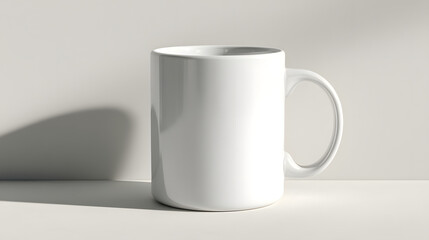 Obraz premium White Ceramic Mug Display Blank Canvas Design Clean and Minimalist Style Simple Studio Shot Coffee Tea Cup Mockup