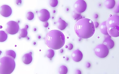 白い背景に浮かぶ紫色の球体の抽象的な3Dレンダリング 明るい光沢のある表面のシンプルなデザイン