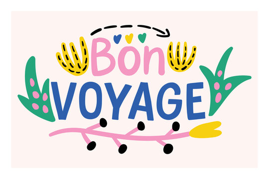 bon voyage lettering. vector illustration