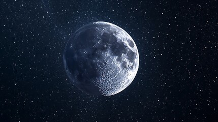 Fototapeta premium Dark starry night sky with a glowing moon