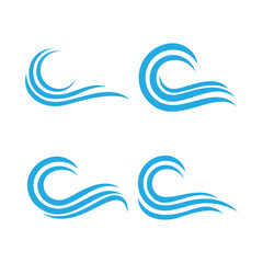 Collection of stylish blue wave logo icons