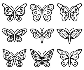 Set of 9 Insect Silhouettes  Butterflies, Moths, Dragonflies

