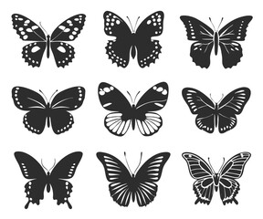 Set of 9 Insect Silhouettes  Butterflies, Moths, Dragonflies

