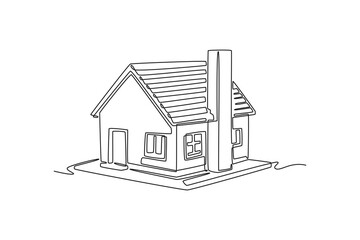 Real Estate concept. Single line draw design. Vector graphic illustration