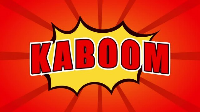 Animated comic-style speech balloon featuring the words kaboom animation