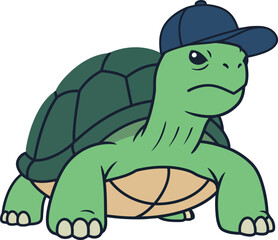 Obraz premium Turtle wearing blue cap vector illustration for t-shirt printing and creative projects 