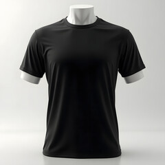 Black t-shirt on a white mannequin