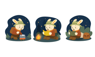 Bunny Camper Enjoying Night Adventure