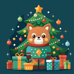 Naklejka premium Animal-Themed Christmas Tree