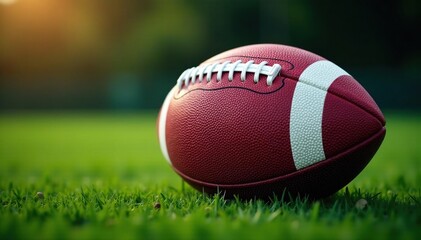 Fototapeta premium Close-up of an American football, laces visible , closeup, equipment, texture