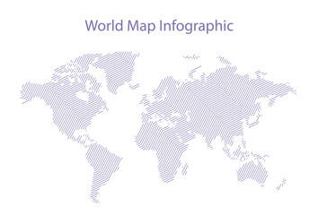 abstract world map in line style graphic design