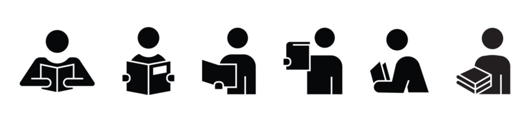 Education concept illustrations. Set of people vector illustrations in various activities of education, learning, reading book, online course and training, vector illustration for web and app