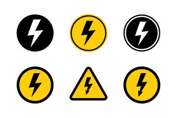Electrical hazard warning sign lightning bolt icon