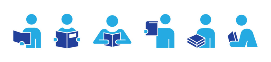 Education concept illustrations. Set of people vector illustrations in various activities of education, learning, reading book, online course and training, vector illustration for web and app
