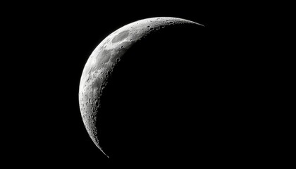 Crescent Moon in Night Sky