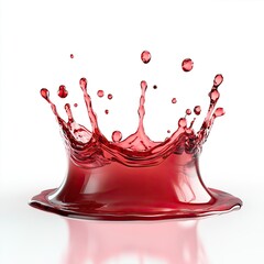 Red liquid splash, crown-like, isolated on white.  Detailed liquid crown shape with reflections
