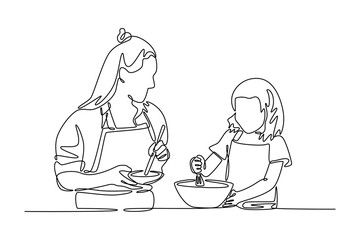 Mothers day concept. Single line draw design. Vector graphic illustration