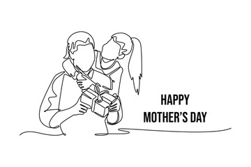 Mothers day concept. Single line draw design. Vector graphic illustration