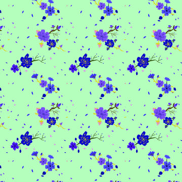 Motif Branche de Cerisier vert menthe
