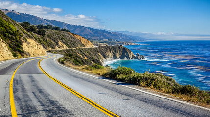 Bixby Creek Bridge scenic highway view featuring clear blue ocean waters