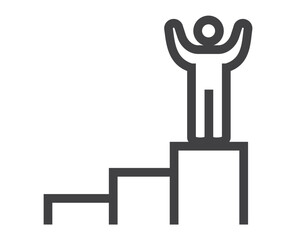 Winners podium line art outline isolated icon concept. Flat graphic design cartoon illustration