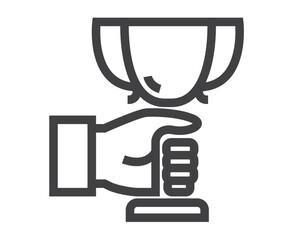 Winners cup line art outline isolated icon concept. Flat graphic design cartoon illustration