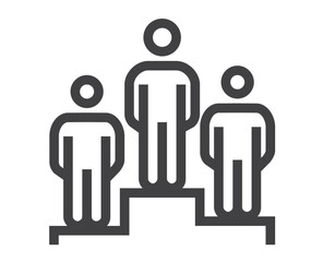 Winners podium line art outline isolated icon concept. Flat graphic design cartoon illustration