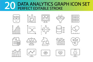 Naklejka premium DATA ANALITYCS GRAPH ICON SET 