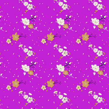 Motif Branche de Cerisier violet