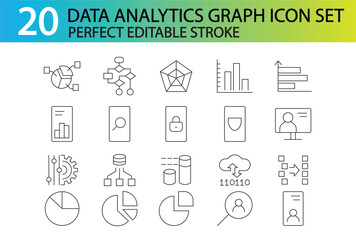 DATA ANALITYCS GRAPH ICON SET 