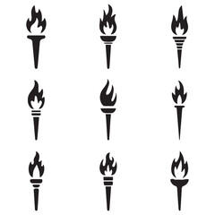 Collection of stylized torch icons