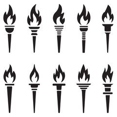 Collection of stylized torch icons