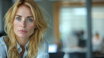 Obraz premium Bored Blonde Woman in Office