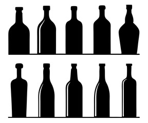 set of Assorted Bottle Silhouettes